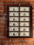 12 Dollars from all the Federal Reserve Banks across the United States of America: A,B,C,D,E,F,G,H,I,J,K,L 16x20 frame